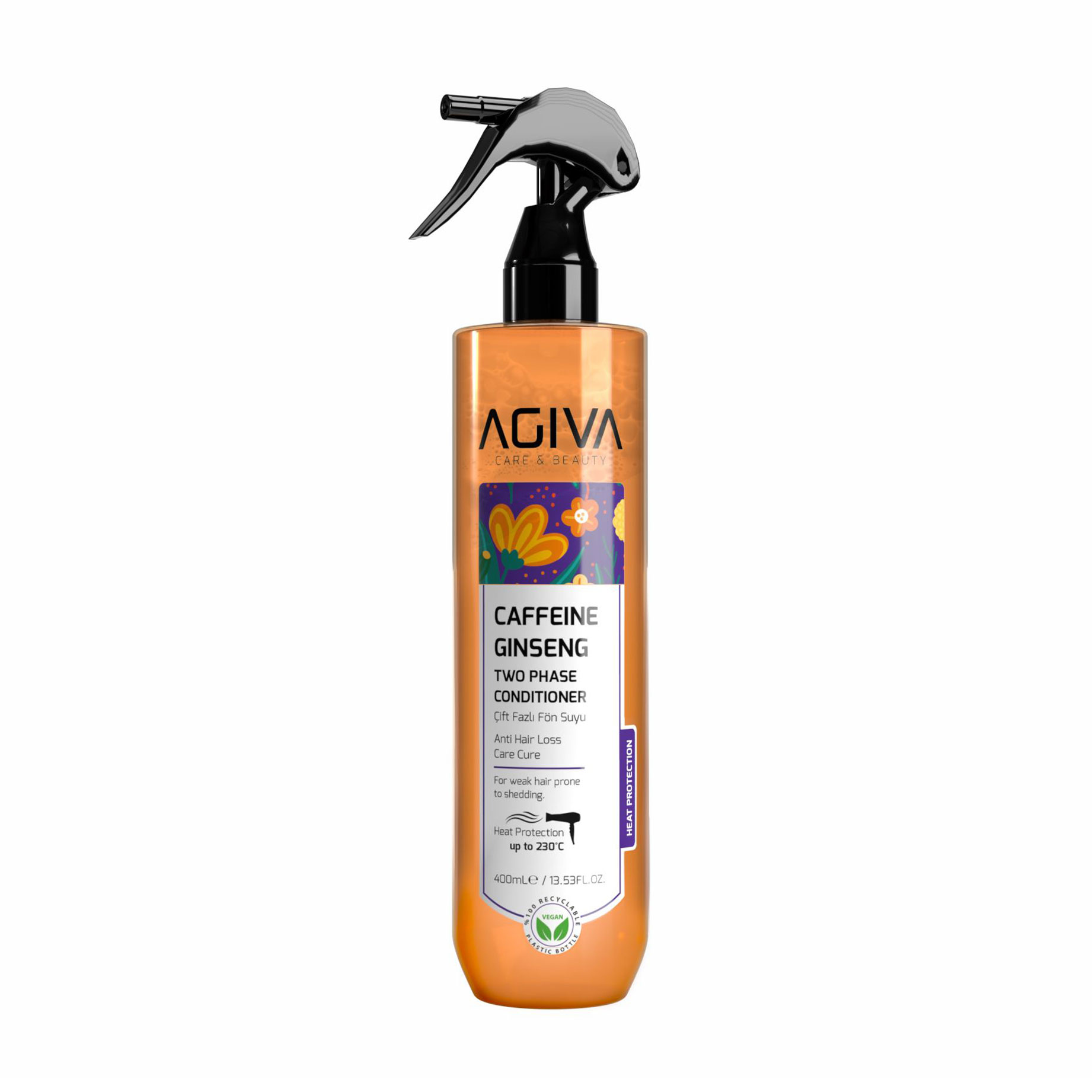 Двофазний кондиціонер-спрей для волосся Agiva Caffeine Ginseng Two Phase Conditioner з термозахистом, 400 мл