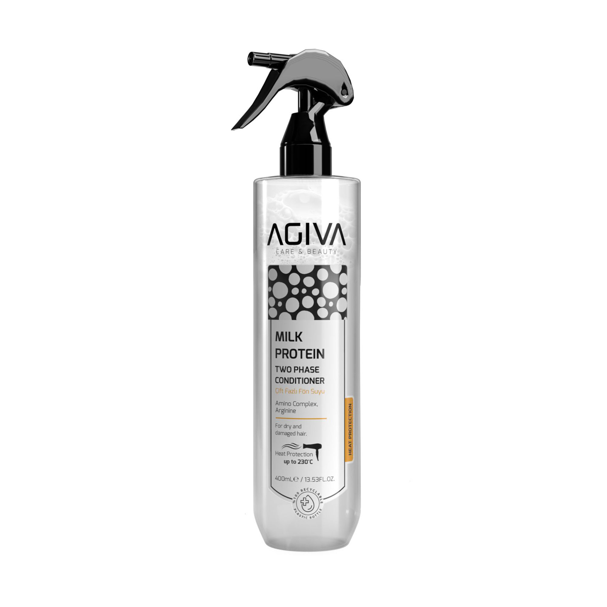Двофазний кондиціонер-спрей для волосся Agiva Milk Protein Two Phase Conditioner з термозахистом, 400 мл